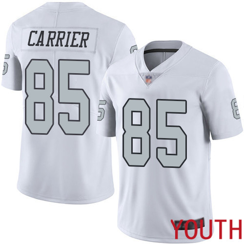Oakland Raiders Limited White Youth Derek Carrier Jersey NFL Football #85 Rush Vapor Untouchable Jersey->youth nfl jersey->Youth Jersey